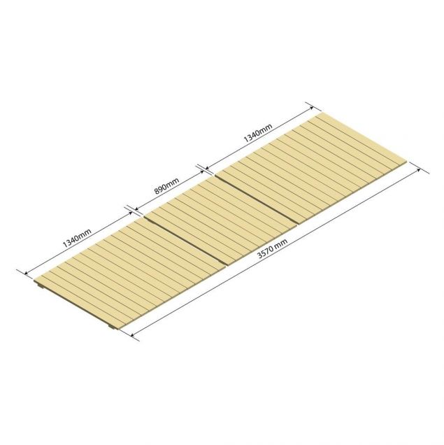 Fichtenholz-Steg geschlossen Ebene 3600x1100 mm