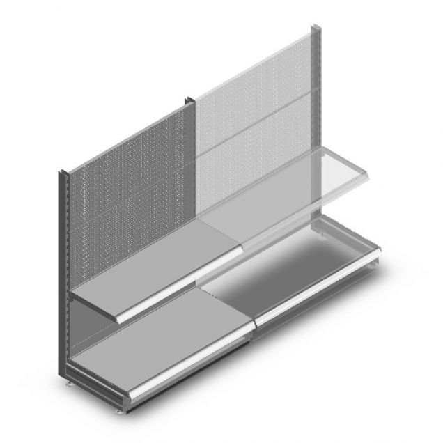 Wandregal mit Perforation Tego 1400x1000x470 mm (hxbxt) 2 Ebenen RAL9006 Anfangsregal