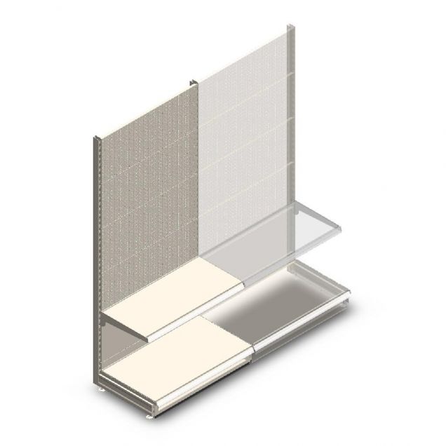 Wandregal mit Perforation Tego 2200x1000x570 mm (hxbxt) 2 Ebenen RAL9001 Anfangsregal