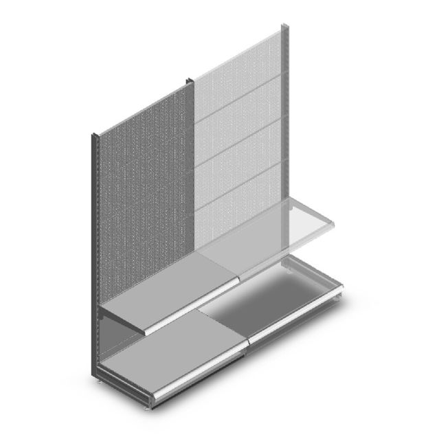 Wandregal mit Perforation Tego 2200x1000x570 mm (hxbxt) 2 Ebenen RAL9006 Anfangsregal