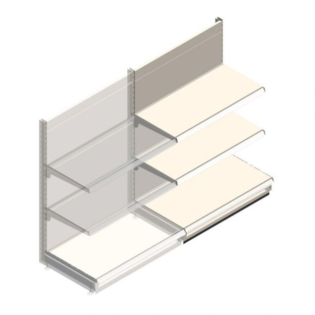 Wandregal Tego 1400x1000x570 mm (hxbxt) 3 Ebenen RAL9001 Anbauregal