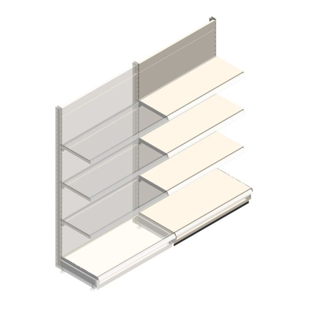 Wandregal Tego 1800x1000x470 mm (hxbxt) 4 Ebenen RAL9001 Anbauregal