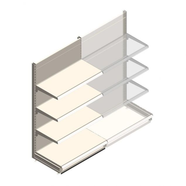 Wandregal Tego 1800x1000x570 mm (hxbxt) 4 Ebenen RAL9001 Anfangsregal