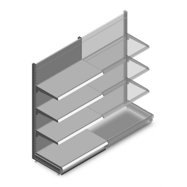 Wandregal Tego 1800x1000x570 mm (hxbxt) 4 Ebenen RAL9006 Anfangsregal