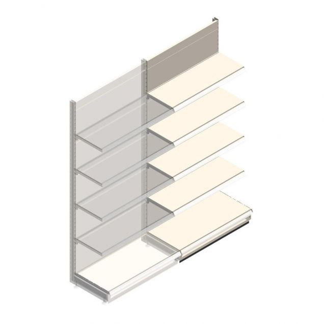 Wandregal Tego 2200x1000x470 mm (hxbxt) 5 Ebenen RAL9001 Anbauregal