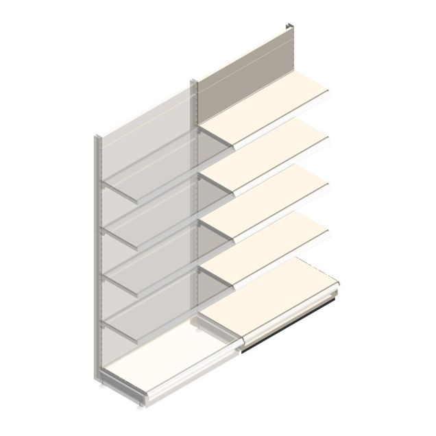 Wandregal Tego 2200x1000x470 mm (hxbxt) 5 Ebenen RAL9001 Anbauregal