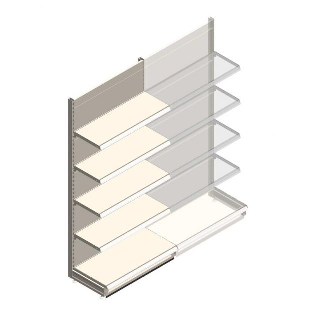 Wandregal Tego 2200x1000x470 mm (hxbxt) 5 Ebenen RAL9001 Anfangsregal