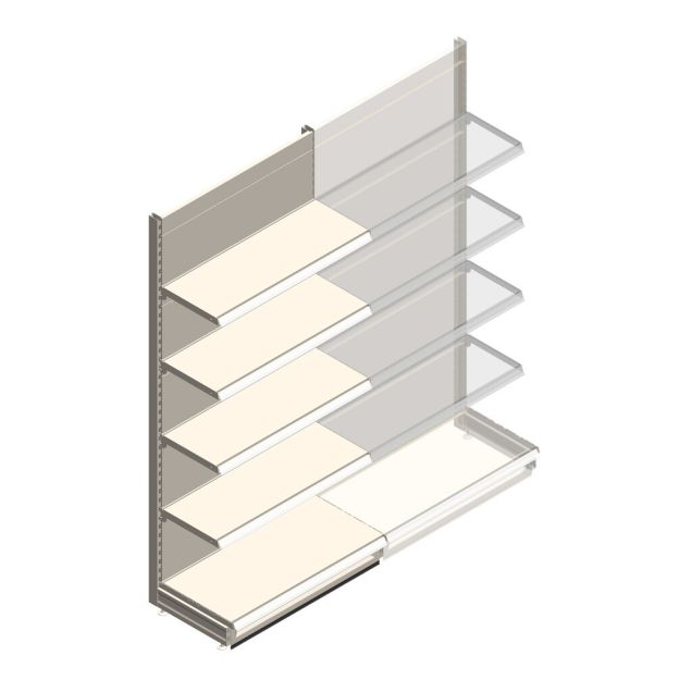 Wandregal Tego 2200x1000x470 mm (hxbxt) 5 Ebenen RAL9001 Anfangsregal