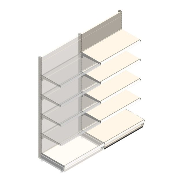 Wandregal Tego 2200x1000x570 mm (hxbxt) 5 Ebenen RAL9001 Anbauregal