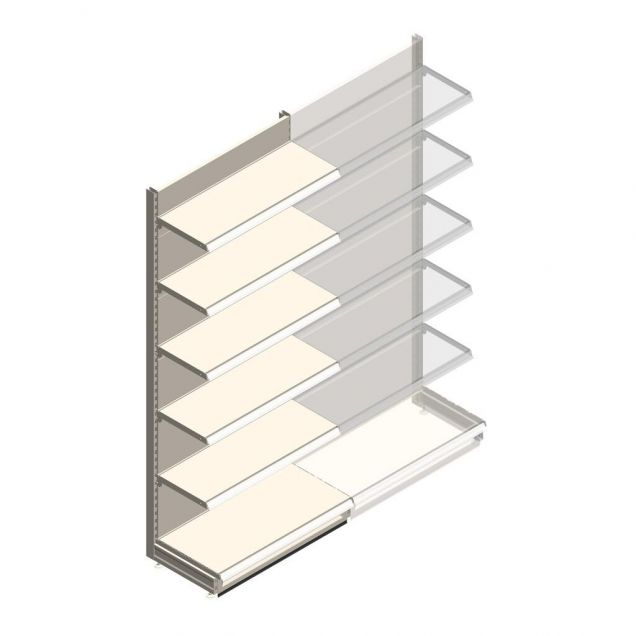 Wandregal Tego 2400x1000x470 mm (hxbxt) 6 Ebenen RAL9001 Anfangsregal