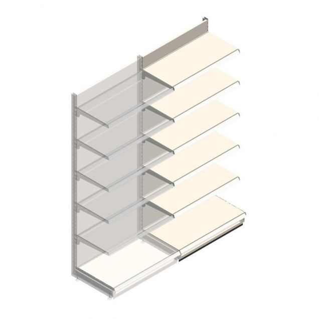 Wandregal Tego 2400x1000x570 mm (hxbxt) 6 Ebenen RAL9001 Anbauregal