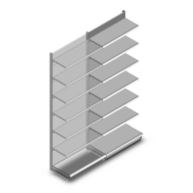 Wandregal Tego 2800x1000x470 mm (hxbxt) 7 Ebenen RAL9006 Anbauregal