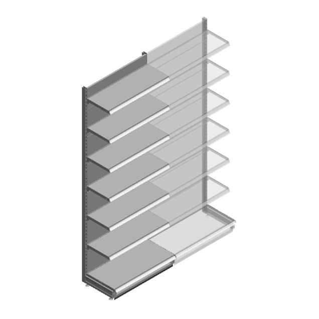 Wandregal Tego 2800x1000x470 mm (hxbxt) 7 Ebenen RAL9006 Anfangsregal