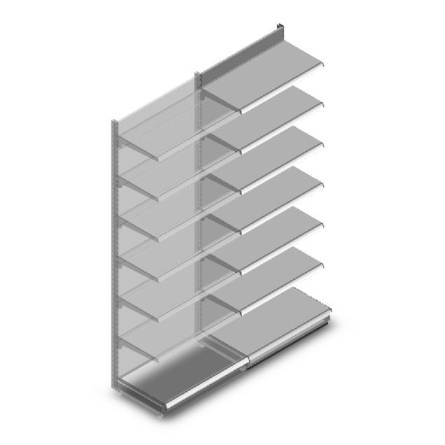 Wandregal Tego 2800x1000x570 mm (hxbxt) 7 Ebenen RAL9006 Anbauregal