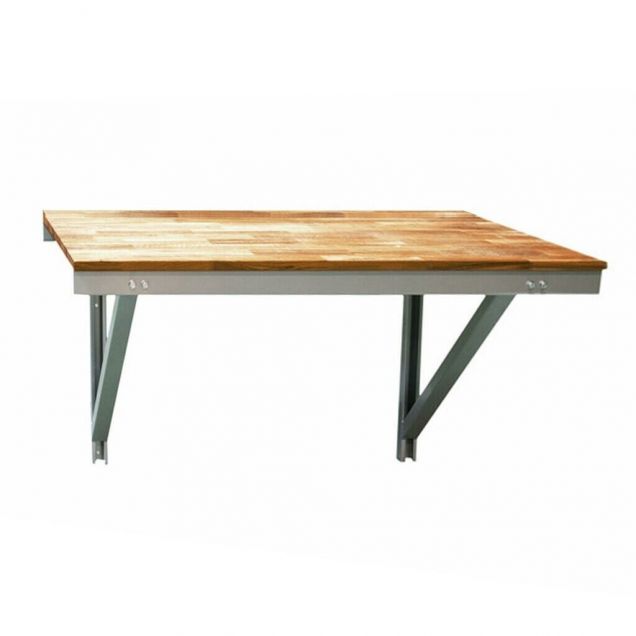 Werkbank mit Eichenholzplatte für Wandmontage