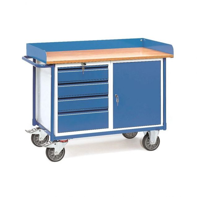Werkstattwagen 400 kg mit 1 Schrank und 4 Schubladen 1120x650 mm