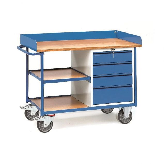 Werkstattwagen 400 kg mit 4 Schubladen und 3 Ladeflächen 1120x650 mm