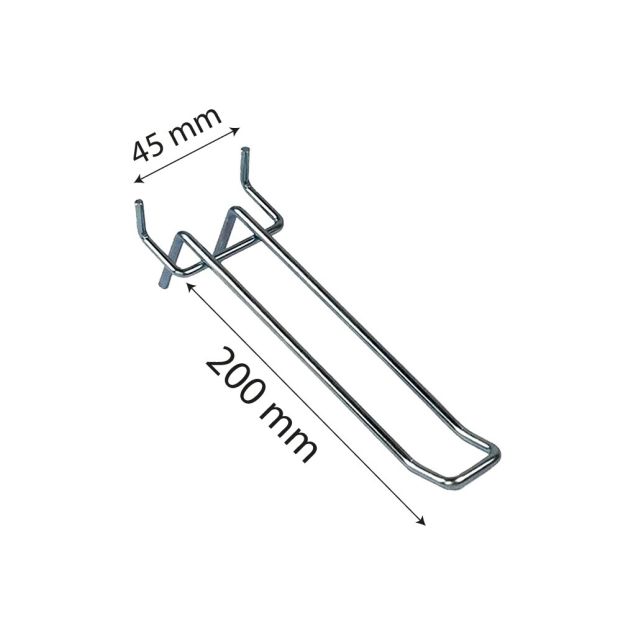 Ladenregal-Displayhaken, Perfohaken 200 mm doppelt 4,0mm Durchmesser