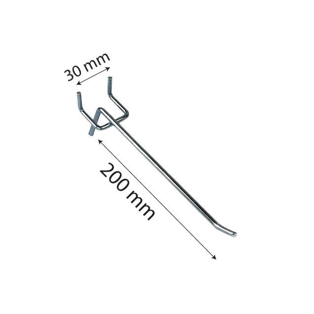 Ladenregal-Displayhaken, Perfohaken 200 mm einfach 4,8 mm Durchmesser