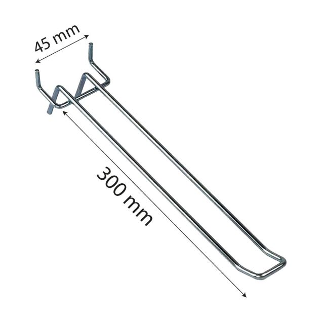 Ladenregal-Displayhaken, Perfohaken 300 mm doppelt 4,0 mm Durchmesser