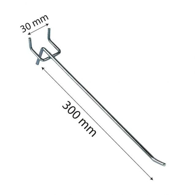 Ladenregal Displayhaken, Perfohaken 300 mm einfach 4,8 mm Durchmesser