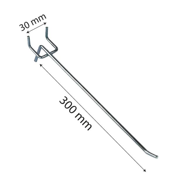 Ladenregal Displayhaken, Perfohaken 300 mm einfach 4,8 mm Durchmesser