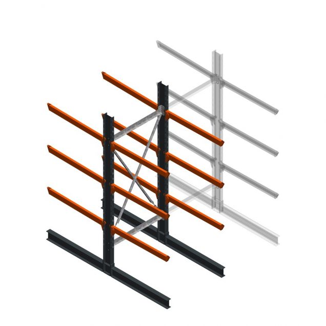 Schweres, doppelseitiges Kragarmregal 3000x1200x1200mm (hxbxt) 3 Ebenen Anfangsregal