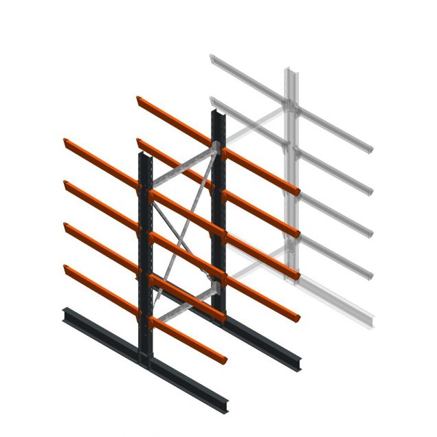 Schweres Kragarmregal doppelseitig 3000x1200x1200mm (hxbxt) 4 Ebenen Anfangsregal