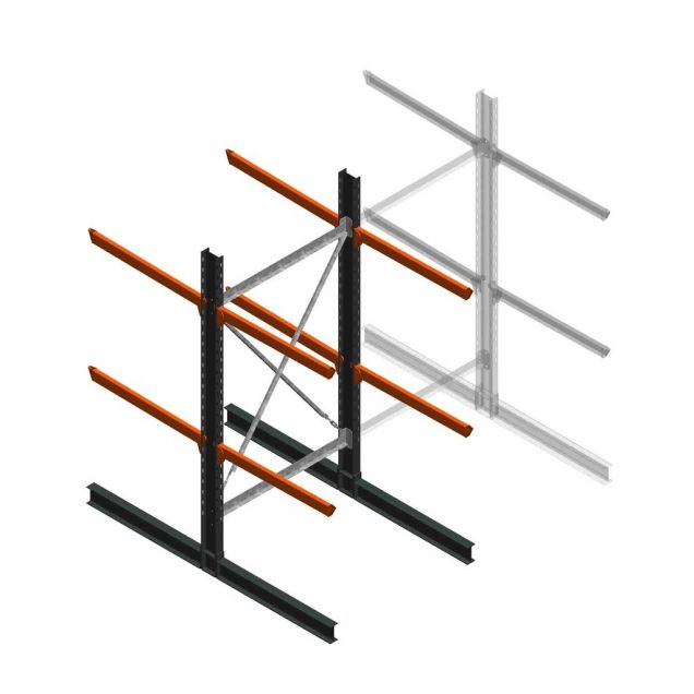Schweres Kragarmregal doppelseitig 3000x1500x1200mm (hxbxt) 2 Ebenen Anfangsregal