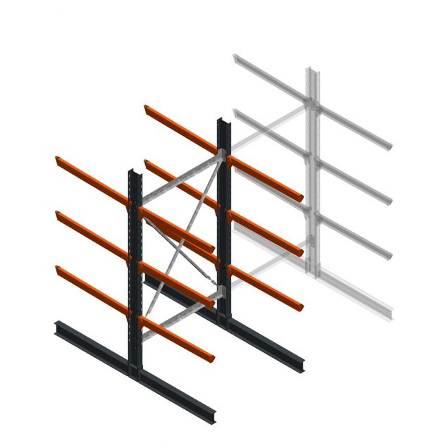 Schwere Kragarmregal beidseitig 3000x1500x1200 mm (hxbxt) 3 Ebenen Anfangsregal