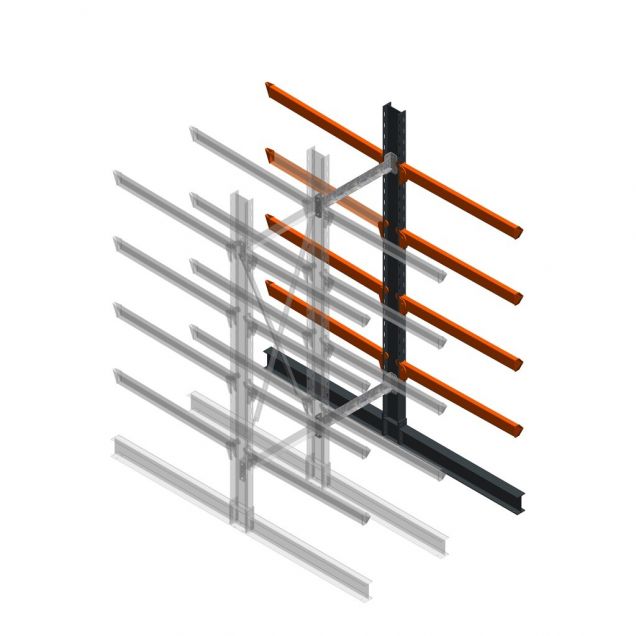 Schweres Kragarmregal beidseitig 3000x800x1200mm (hxbxt) 4 Ebenen Anbauregal