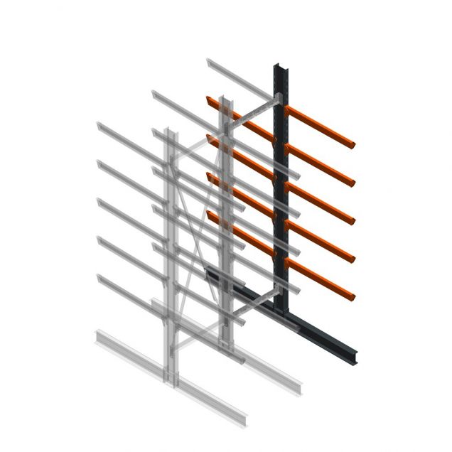 Schweres Kragarmregal doppelseitig 4000x1000x1200mm (hxbxt) 5 Ebenen Anbauregal