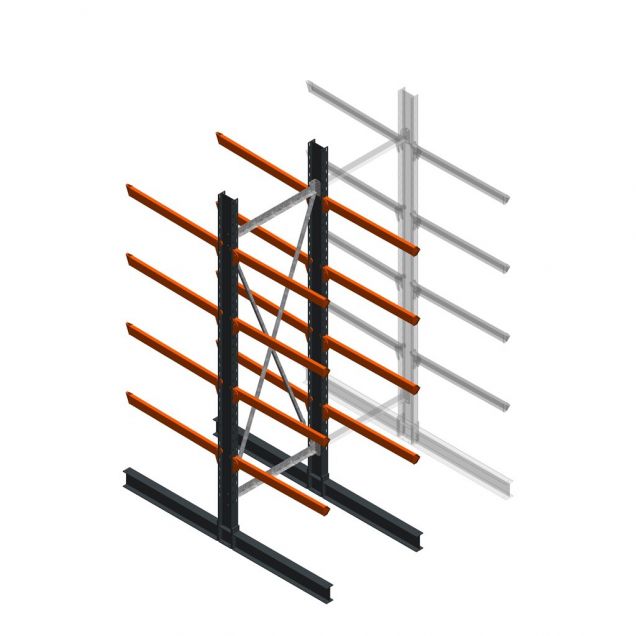 Schwere Kragarmregal doppelseitig 4000x1200x1200mm (hxbxt) 4 Ebenen Anfangsregal
