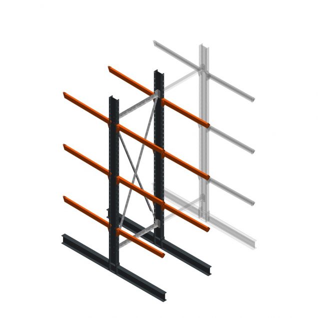 Schweres Kragarmregal beidseitig 4000x1200x1200mm (hxbxt) 3 Ebenen Anfangsregal