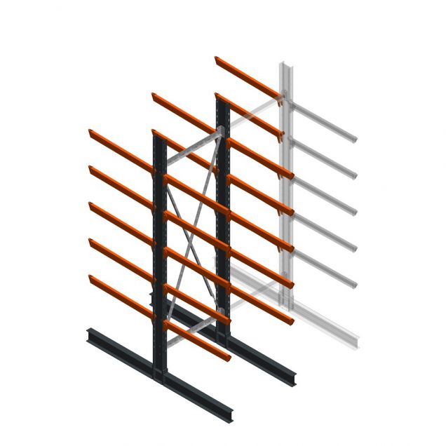 Schwerlast-Kragarmregal beidseitig 4000x1200x1200mm (hxbxt) 5 Ebenen Anfangsregal