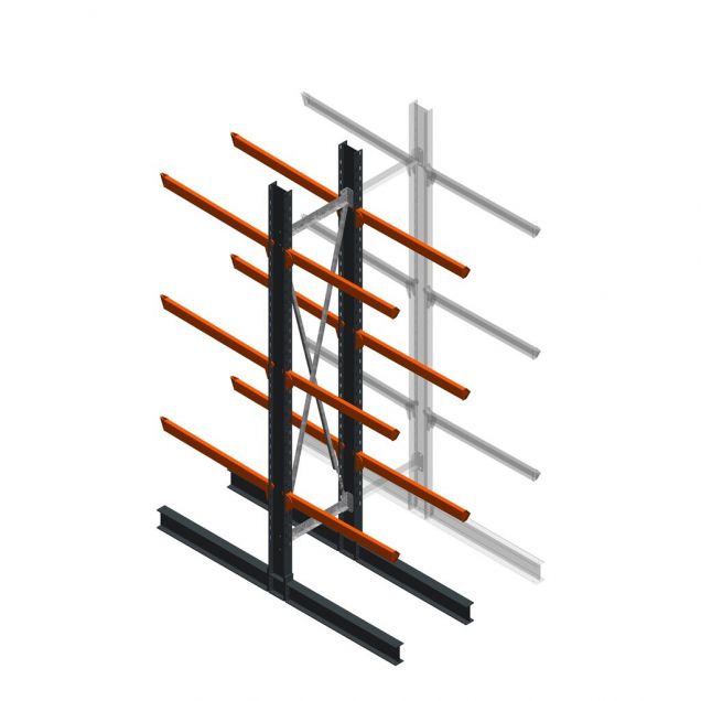 Schweres Kragarmregal doppelseitig 4000x800x1200mm (hxbxt) 3 Ebenen Anfangsregal