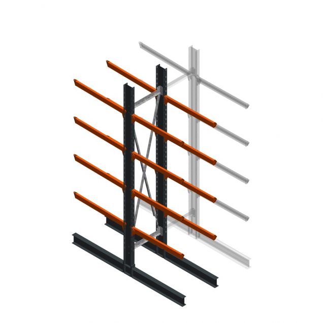 Schweres Kragarmregal doppelseitig 4000x800x1200mm (hxbxt) 4 Ebenen Anfangsregal