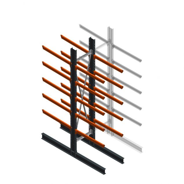 Schweres Kragarmregal beidseitig 4000x800x1200mm (hxbxt) 5 Ebenen Anfangsregal