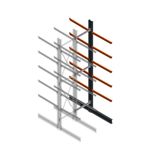Schweres Kragarmregal beidseitig 5000x1000x1200mm (hxbxt) 5 Ebenen Anbauregal