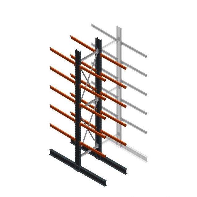 Schweres Kragarmregal beidseitig 5000x1000x1200mm (hxbxt) 5 Ebenen Anfangsregal