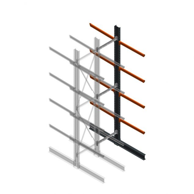 Schwere Kragarmregal doppelseitig 5000x1000x1200mm (hxbxt) 4 Ebenen Anbauregal