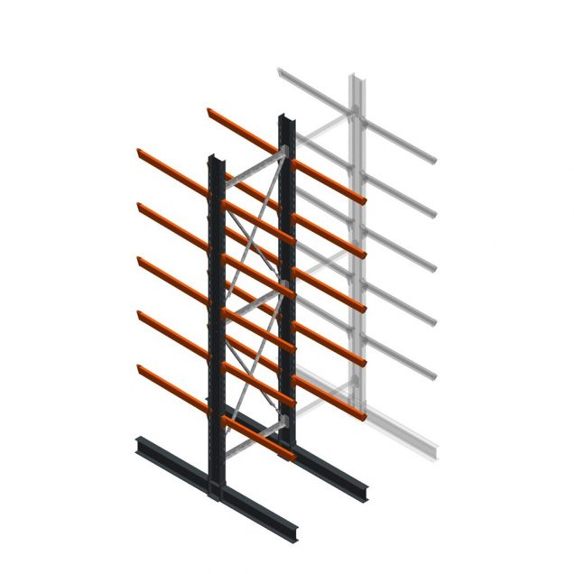 Schweres Kragarmregal doppelseitig 5000x1200x1200mm (hxbxt) 5 Ebenen Anfangsregal