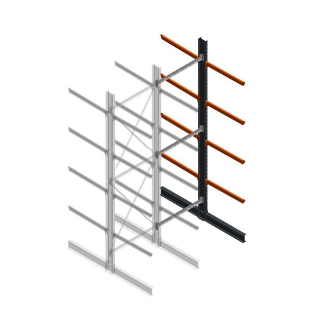 Schweres Kragarmregal doppelseitig 5000x1500x1200mm (hxbxt) 4 Ebenen Anbauregal