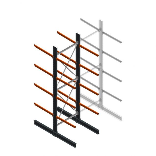 Schwerlast-Kragarmregal doppelseitig 5000x1500x1200mm (hxbxt) 4 Ebenen Anfangsregal