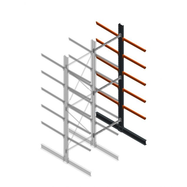 Schweres Kragarmregal doppelseitig 5000x1500x1200mm (hxbxt) 5 Ebenen Anbauregal