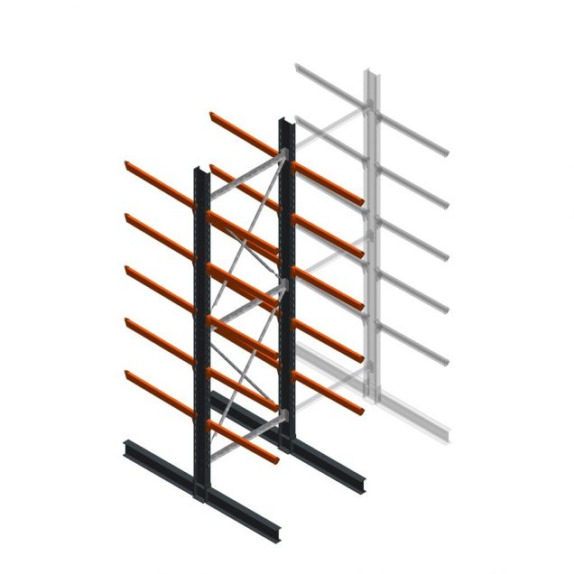 Schweres Kragarmregal doppelseitig 5000x1500x1200mm (hxbxt) 5 Ebenen Anfangsregal