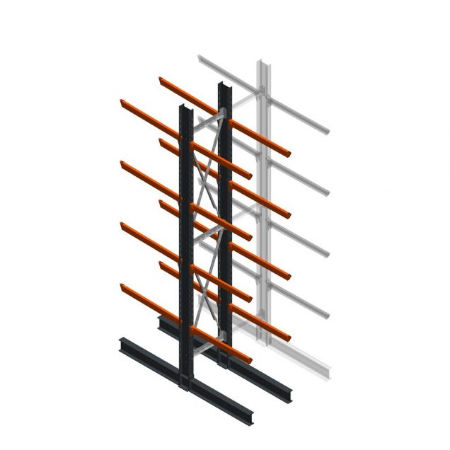Schweres Kragarmregal doppelseitig 5000x800x1200mm (hxbxt) 4 Ebenen Anfangsregal