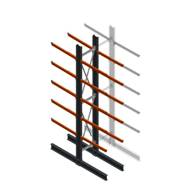 Schweres Kragarmregal beidseitig 5000x800x1200mm (hxbxt) 5 Ebenen Anfangsregal