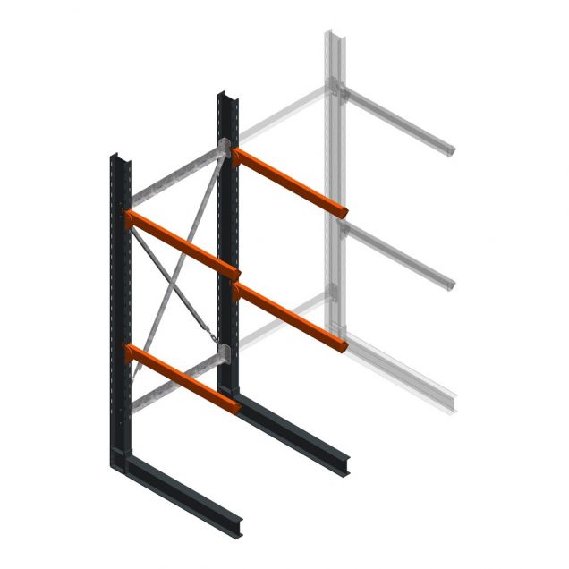 Schwere Kragarmregal einseitig 3000x1200x1000mm (hxbxt) 2 Ebenen Anfangsregal