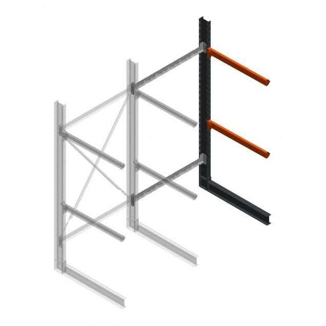 Schweres Kragarmregal einseitig 3000x1500x1000mm (hxbxt) 2 Ebenen Anbauregal